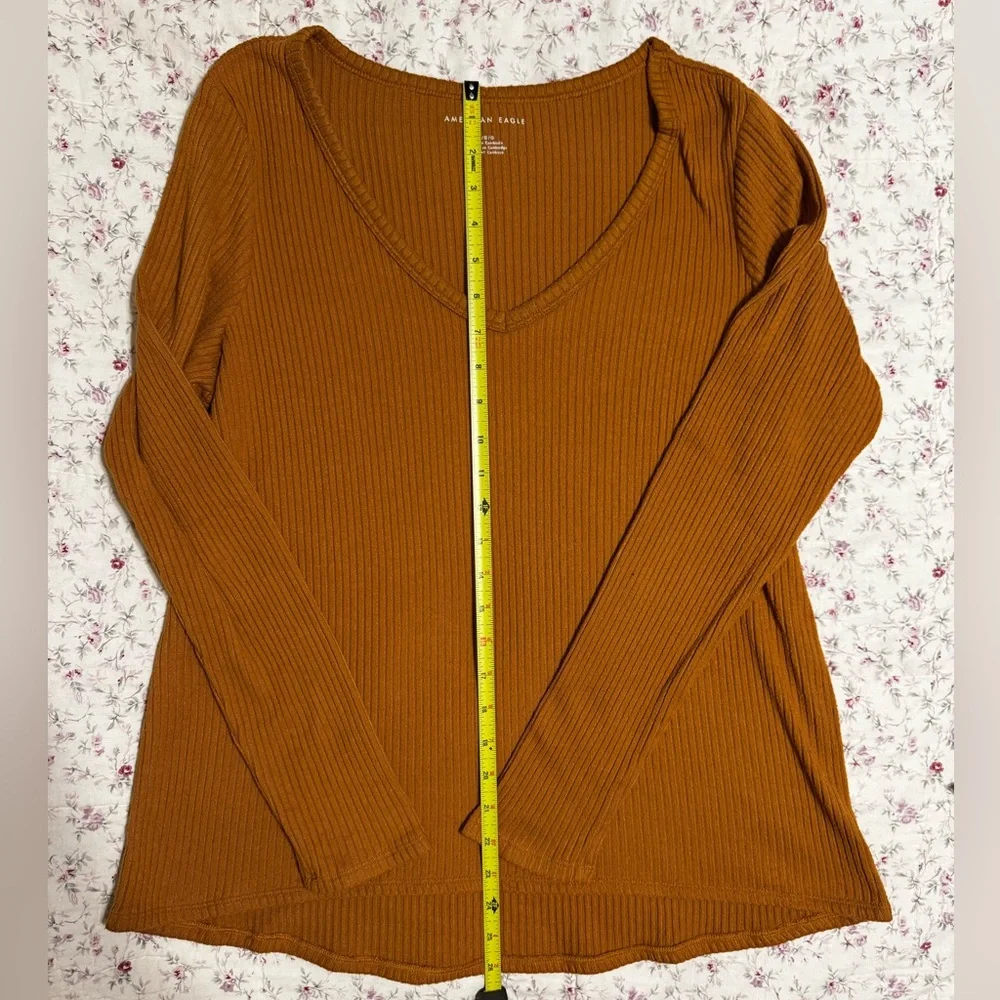 American Eagle Orange Ribbed Shirt Sz L - Picture 4 of 7
